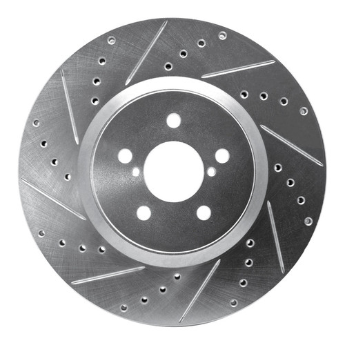 R1 05-18 Subaru Forester Front Left Drilled & Slotted Silver Brake Rotor