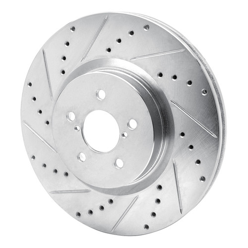 R1 05-18 Subaru Forester Front Left Drilled & Slotted Silver Brake Rotor