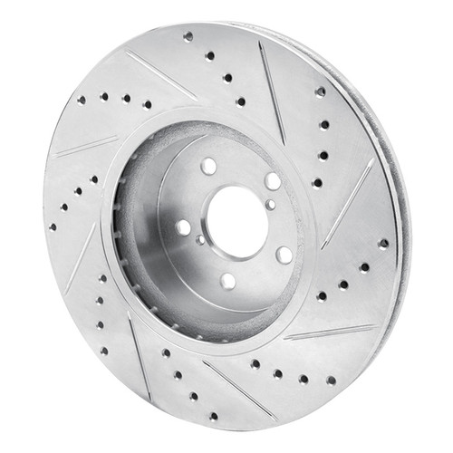 R1 05-18 Subaru Forester Front Left Drilled & Slotted Silver Brake Rotor