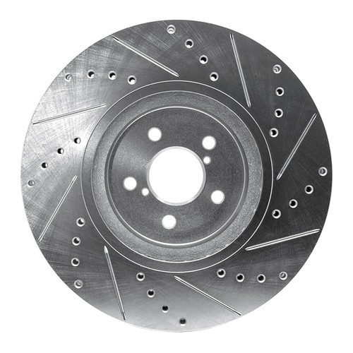 R1 05-18 Subaru Forester Front Left Drilled & Slotted Silver Brake Rotor