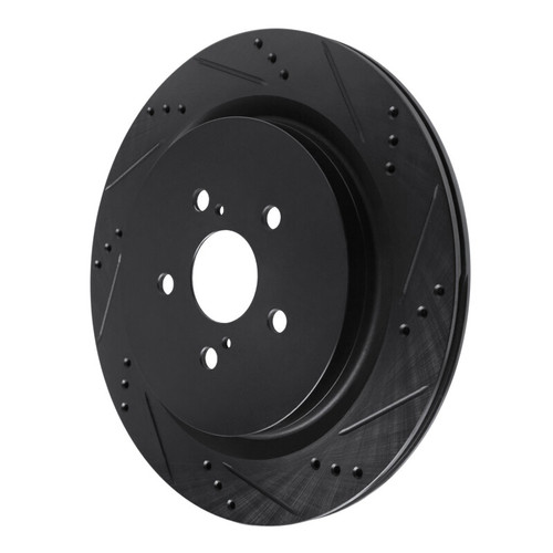 R1 16-22 Lexus RX350 Rear Right Drilled & Slotted Black Brake Rotor