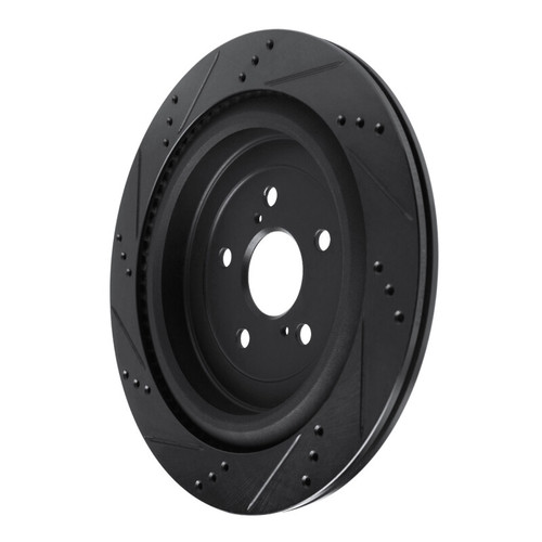 R1 16-22 Lexus RX350 Rear Right Drilled & Slotted Black Brake Rotor