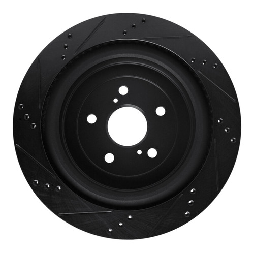 R1 16-22 Lexus RX350 Rear Right Drilled & Slotted Black Brake Rotor