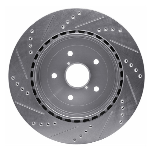 R1 05-07 Subaru Impreza Rear Right Drilled & Slotted Silver Brake Rotor