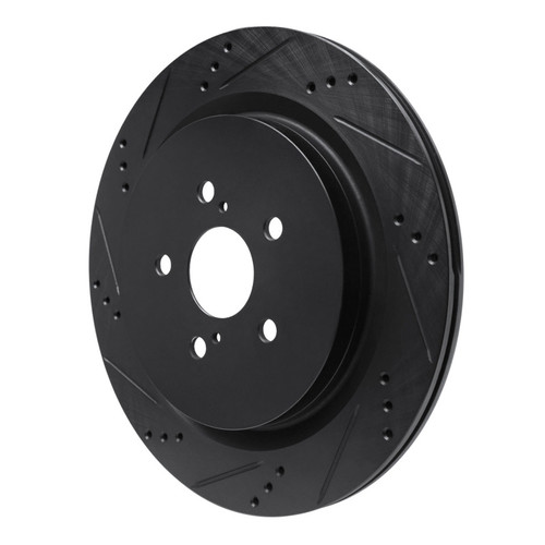 R1 16-22 Lexus RX350 Rear Left Drilled & Slotted Black Brake Rotor