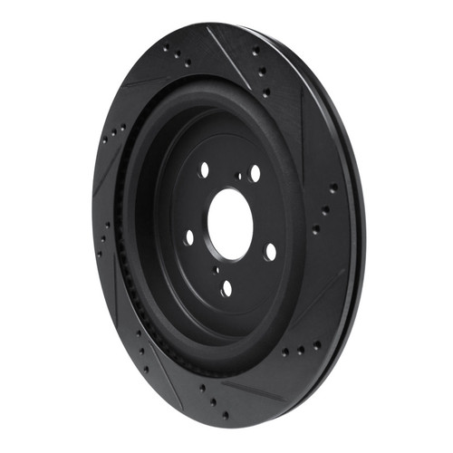 R1 16-22 Lexus RX350 Rear Left Drilled & Slotted Black Brake Rotor