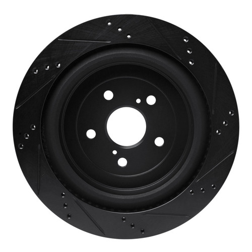 R1 16-22 Lexus RX350 Rear Left Drilled & Slotted Black Brake Rotor