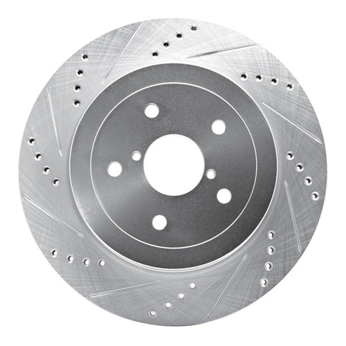 R1 05-07 Subaru Impreza Rear Left Drilled & Slotted Silver Brake Rotor