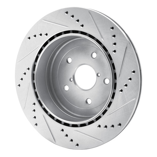 R1 05-07 Subaru Impreza Rear Left Drilled & Slotted Silver Brake Rotor