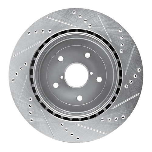 R1 05-07 Subaru Impreza Rear Left Drilled & Slotted Silver Brake Rotor