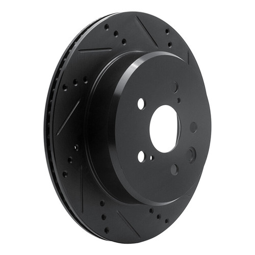 R1 06-20 Lexus IS250 Rear Right Drilled & Slotted Black Brake Rotor