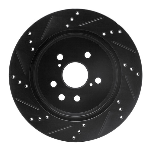 R1 06-20 Lexus IS250 Rear Right Drilled & Slotted Black Brake Rotor