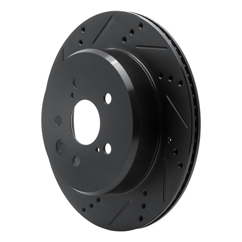 R1 06-20 Lexus GS300 Rear Left Drilled & Slotted Black Brake Rotor