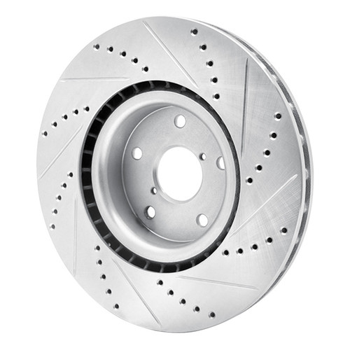 R1 05-20 Subaru Impreza Front Left Drilled & Slotted Silver Brake Rotor