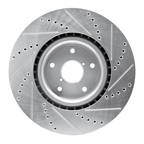 R1 05-20 Subaru Impreza Front Left Drilled & Slotted Silver Brake Rotor