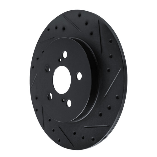 R1 11-17 Lexus CT200H Rear Right Drilled & Slotted Black Brake Rotor