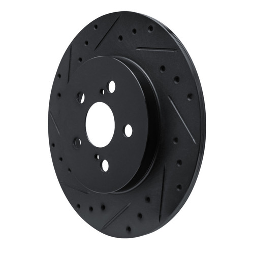 R1 11-17 Lexus CT200H Rear Left Drilled & Slotted Black Brake Rotor