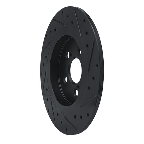 R1 11-17 Lexus CT200H Rear Left Drilled & Slotted Black Brake Rotor