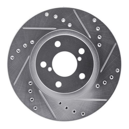R1 90-16 Saab 9-2X Front Right Drilled & Slotted Silver Brake Rotor
