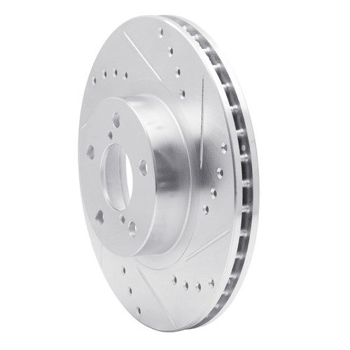 R1 90-16 Saab 9-2X Front Right Drilled & Slotted Silver Brake Rotor
