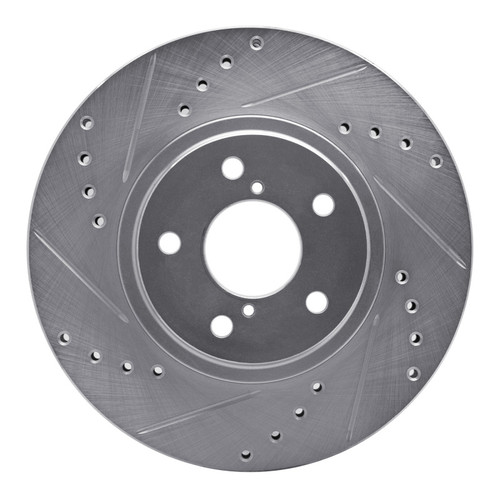 R1 90-16 Saab 9-2X Front Left Drilled & Slotted Silver Brake Rotor