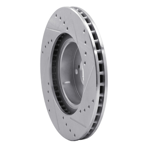 R1 90-16 Saab 9-2X Front Left Drilled & Slotted Silver Brake Rotor