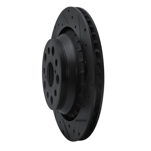 R1 07-17 Lexus LS460 Right Rear Drilled & Slotted Black Brake Rotor