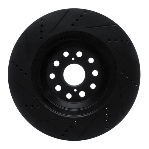 R1 07-23 Lexus LS500 Right Front Drilled & Slotted Black Brake Rotor