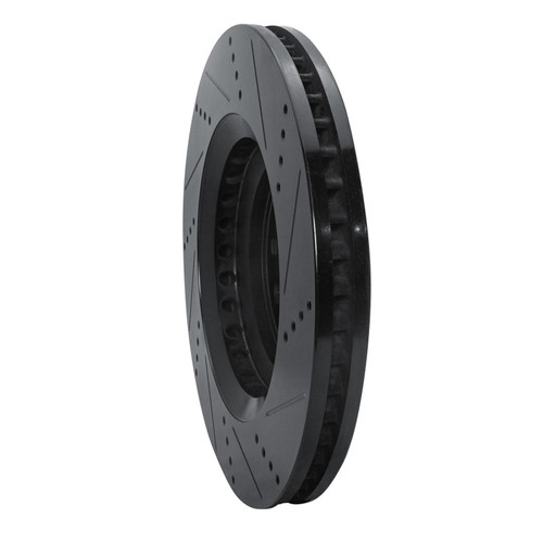 R1 07-23 Lexus LS500h Left Front Drilled & Slotted Black Brake Rotor