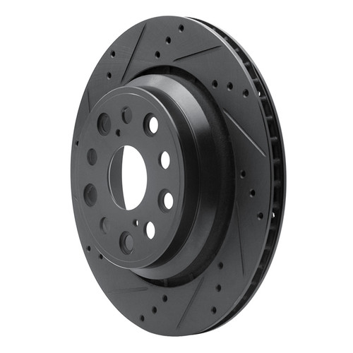 R1 07-17 Lexus LS460 Rear Left Drilled & Slotted Black Brake Rotor