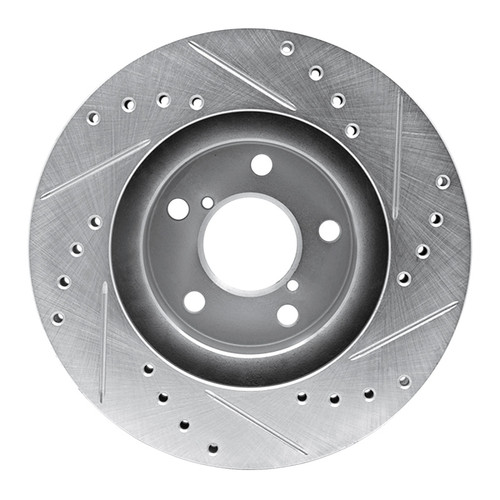 R1 90-01 Subaru Impreza Front Left Drilled & Slotted Silver Brake Rotor