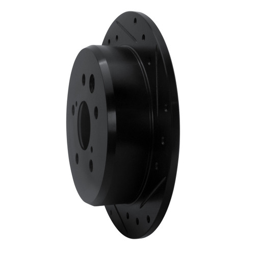 R1 06-15 Lexus IS250 Rear Right Drilled & Slotted Black Brake Rotor