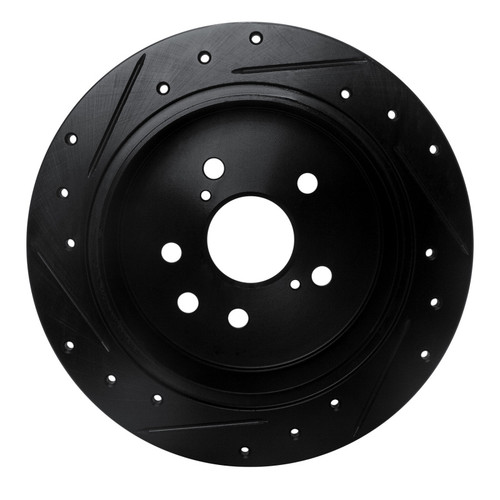 R1 06-15 Lexus IS250 Rear Right Drilled & Slotted Black Brake Rotor