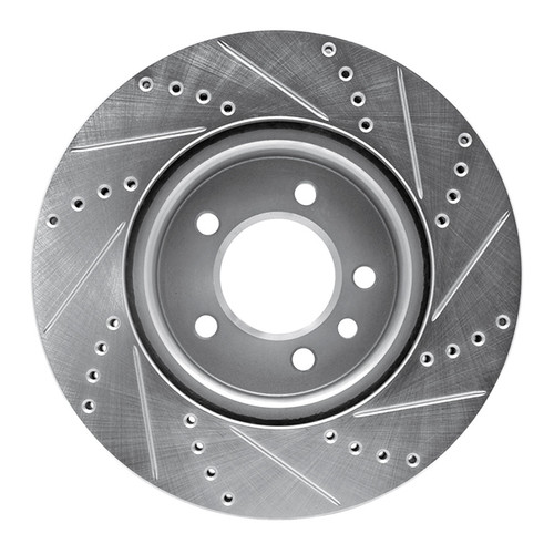 R1 05-07 Land Rover LR3 Front Left Drilled & Slotted Silver Brake Rotor
