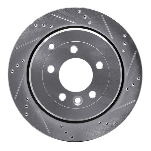 R1 05-07 Land Rover LR3 Rear Right Drilled & Slotted Silver Brake Rotor