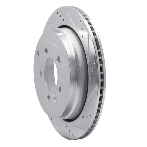 R1 05-07 Land Rover LR3 Rear Right Drilled & Slotted Silver Brake Rotor