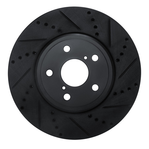 R1 01-06 Lexus LS430 Front Right Drilled & Slotted Black Brake Rotor