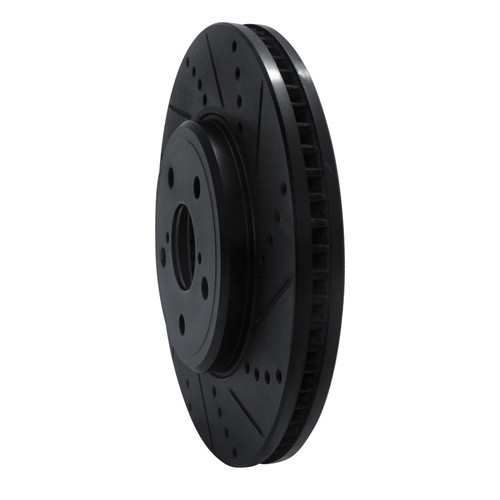 R1 01-06 Lexus LS430 Front Right Drilled & Slotted Black Brake Rotor