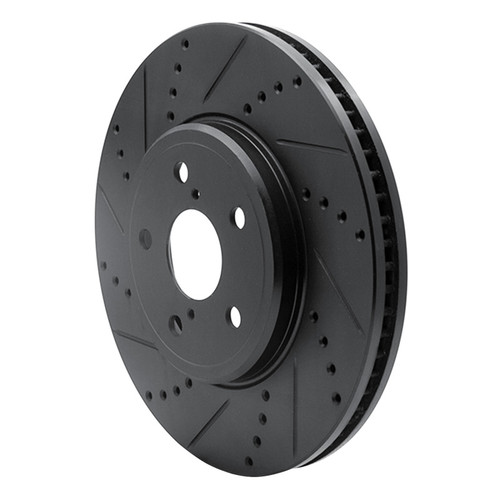 R1 01-06 Lexus LS430 Front Left Drilled & Slotted Black Brake Rotor