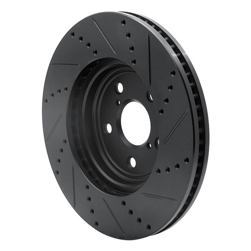 R1 01-06 Lexus LS430 Front Left Drilled & Slotted Black Brake Rotor