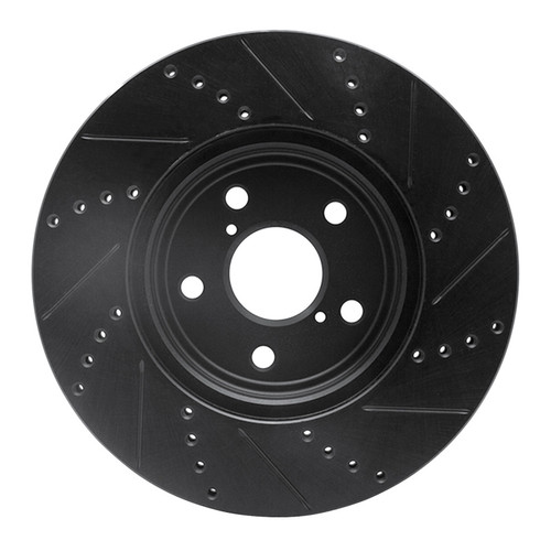 R1 01-06 Lexus LS430 Front Left Drilled & Slotted Black Brake Rotor