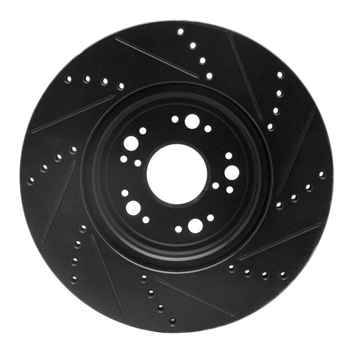 R1 95-00 Lexus LS400 Front Left Drilled & Slotted Black Brake Rotor