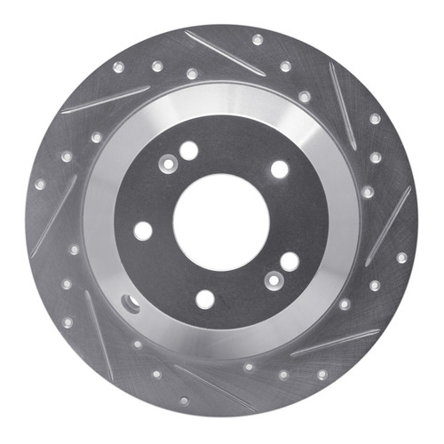 R1 10-21 Hyundai Santa Fe Rear Right Drilled & Slotted Silver Brake Rotor