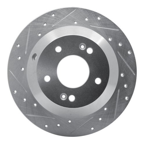 R1 10-21 Hyundai Santa Fe Rear Left Drilled & Slotted Silver Brake Rotor