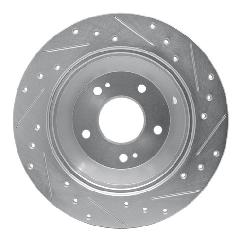 R1 10-21 Hyundai Santa Fe Rear Left Drilled & Slotted Silver Brake Rotor