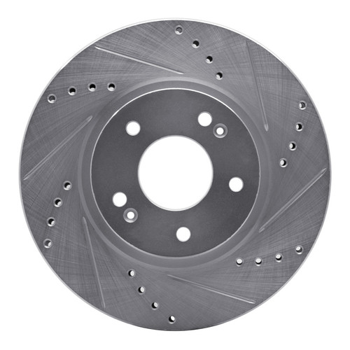 R1 01-06 Hyundai Santa Fe Front Right Drilled & Slotted Silver Brake Rotor