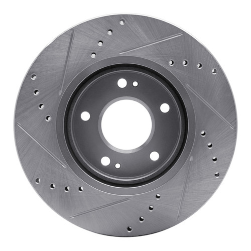 R1 01-06 Hyundai Santa Fe Front Right Drilled & Slotted Silver Brake Rotor