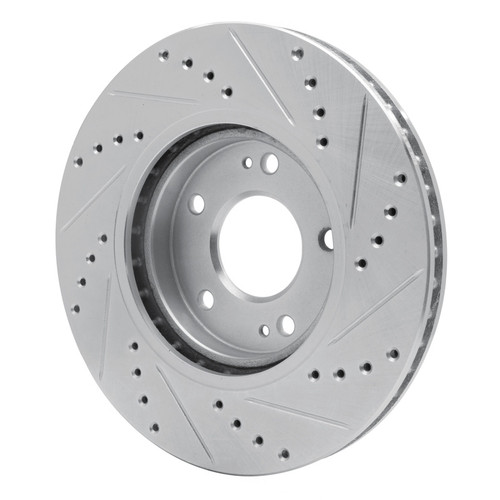 R1 01-06 Hyundai Santa Fe Front Left Drilled & Slotted Silver Brake Rotor