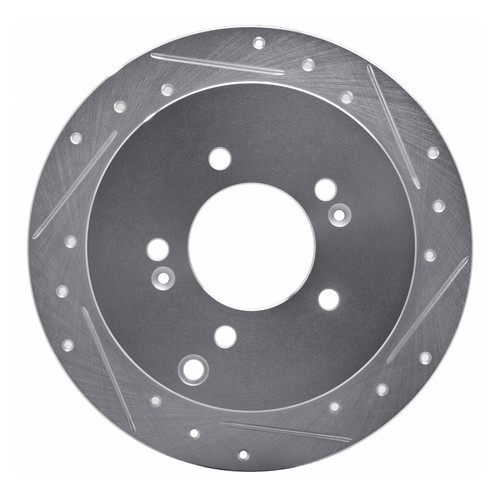 R1 01-16 Hyundai Santa Fe Rear Right Drilled & Slotted Silver Brake Rotor