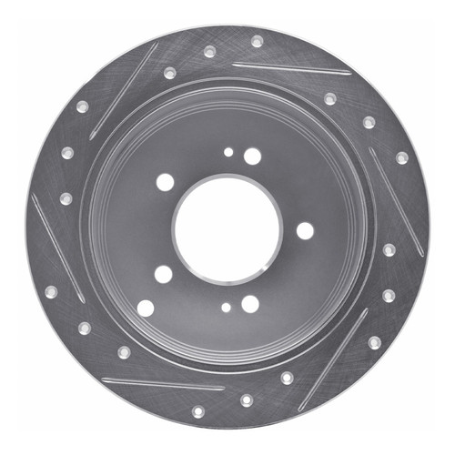 R1 01-16 Hyundai Santa Fe Rear Right Drilled & Slotted Silver Brake Rotor